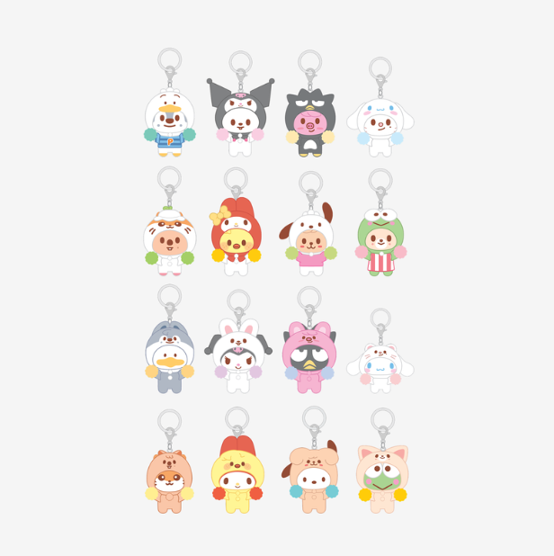 PRE-ORDER - STRAY KIDS SKZOO X SANRIO - SECRET FLOCKED FIGURE KEYRING (CHEER UP VER.)