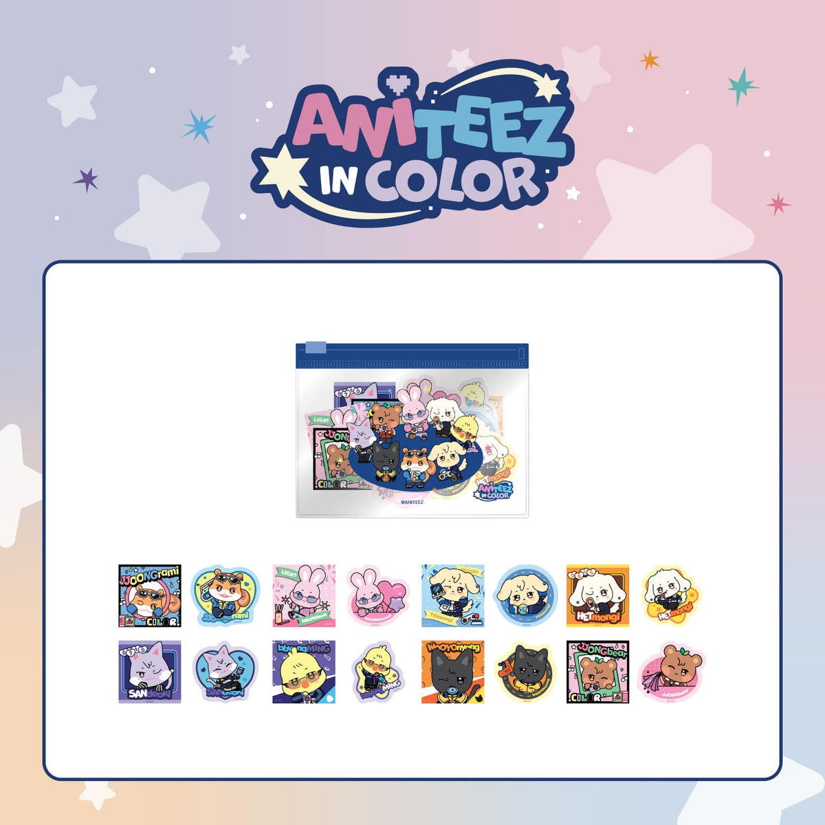 PRE-ORDER - ATEEZ - ANITEEZ IN COLOR POP UP MD FLAKE STICKER SET (REMOVABLE)