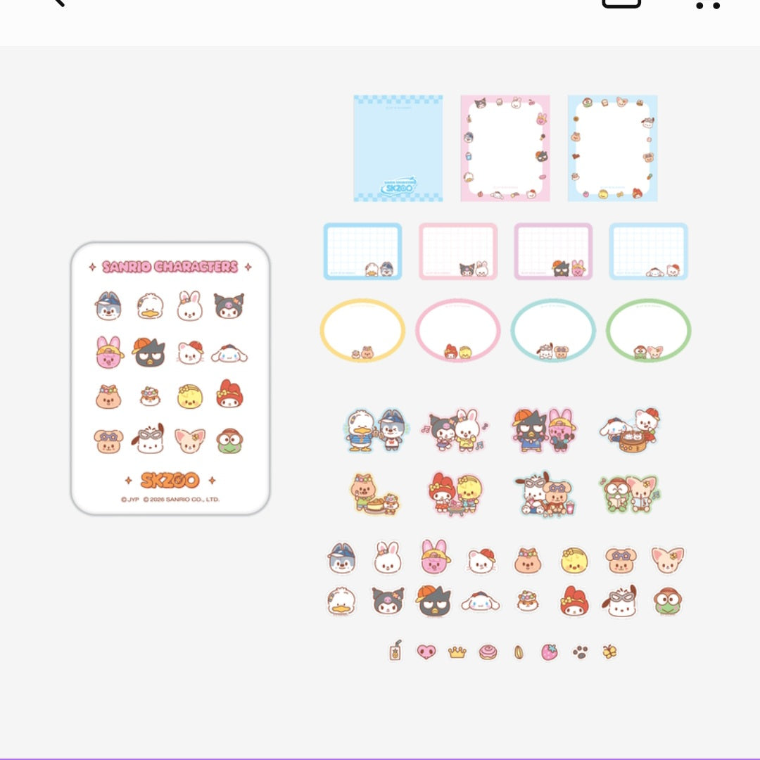PRE-ORDER - STRAY KIDS SKZOO X SANRIO - TIN CASE STICKY NOTE SET